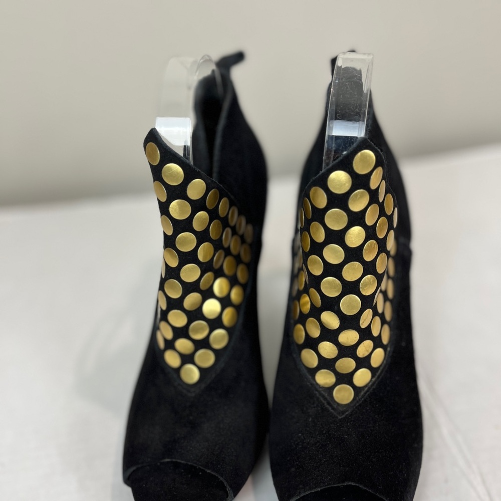 Women's Black Pedro Garcia, Made in Spain Peep Toe, studded booties Size 10 - Picture 7 of 9